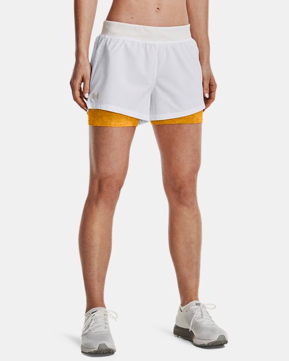 Women's UA Iso-Chill Run 2-in-1 Shorts in White image number 0